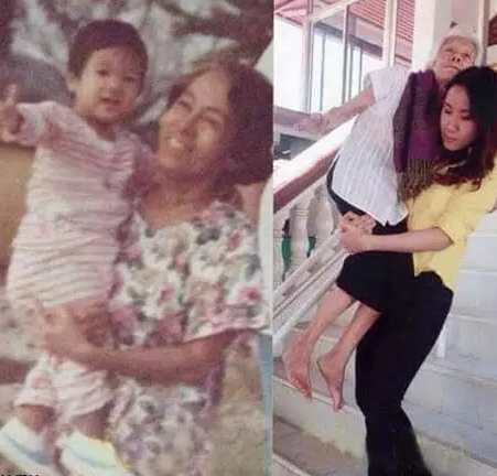 三十年前你抱着我，三十年后我抱着你